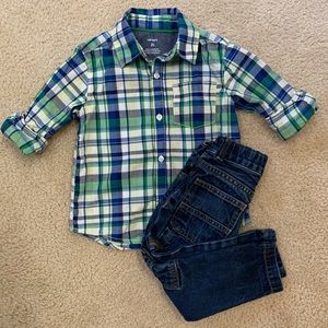 Set- 2t toddler boys Carters button down & jeans